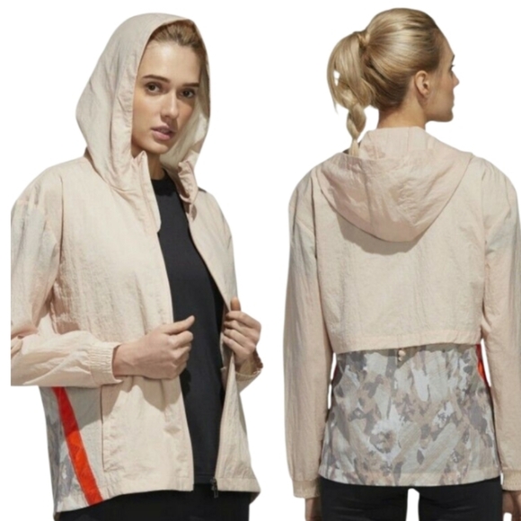adidas Jackets & Blazers - Adidas Women's Beige Windbreaker  Hooded Jacket